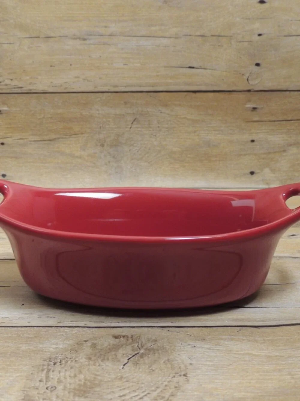 Rachael Ray Glazed Stoneware Red Oval Casserole Baking Dish 2 Handles 12 oz